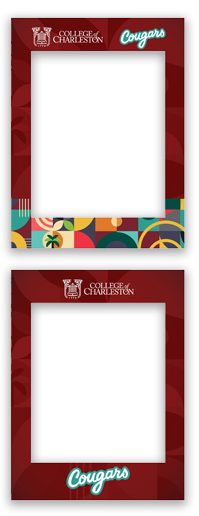 Photo frame board featuring College of Charleston logo and tapestry