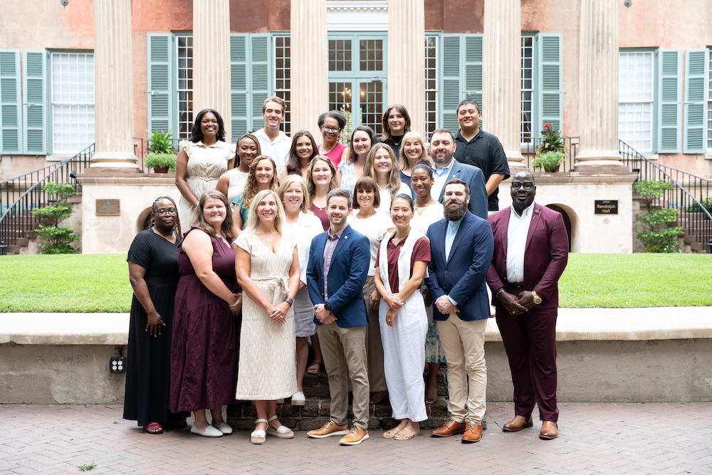 Members of the College of Charleston Admissions Staff standing outside Randolph Hall.