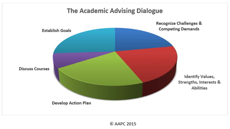 Pie chart of time spent on different activities in an advising appointment