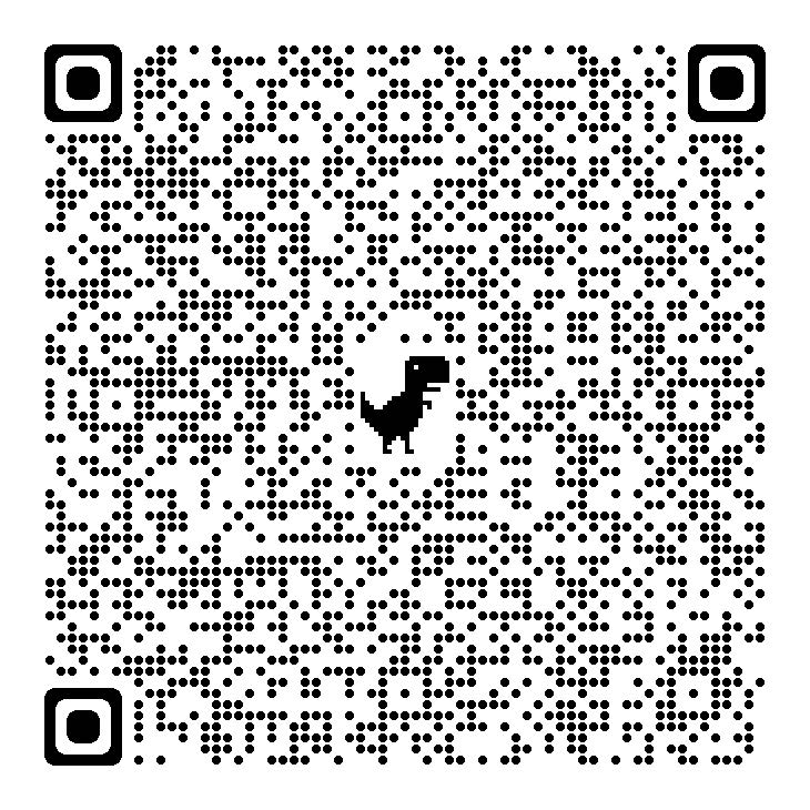 Liability form QR code featuring a dinosaur design at its center.