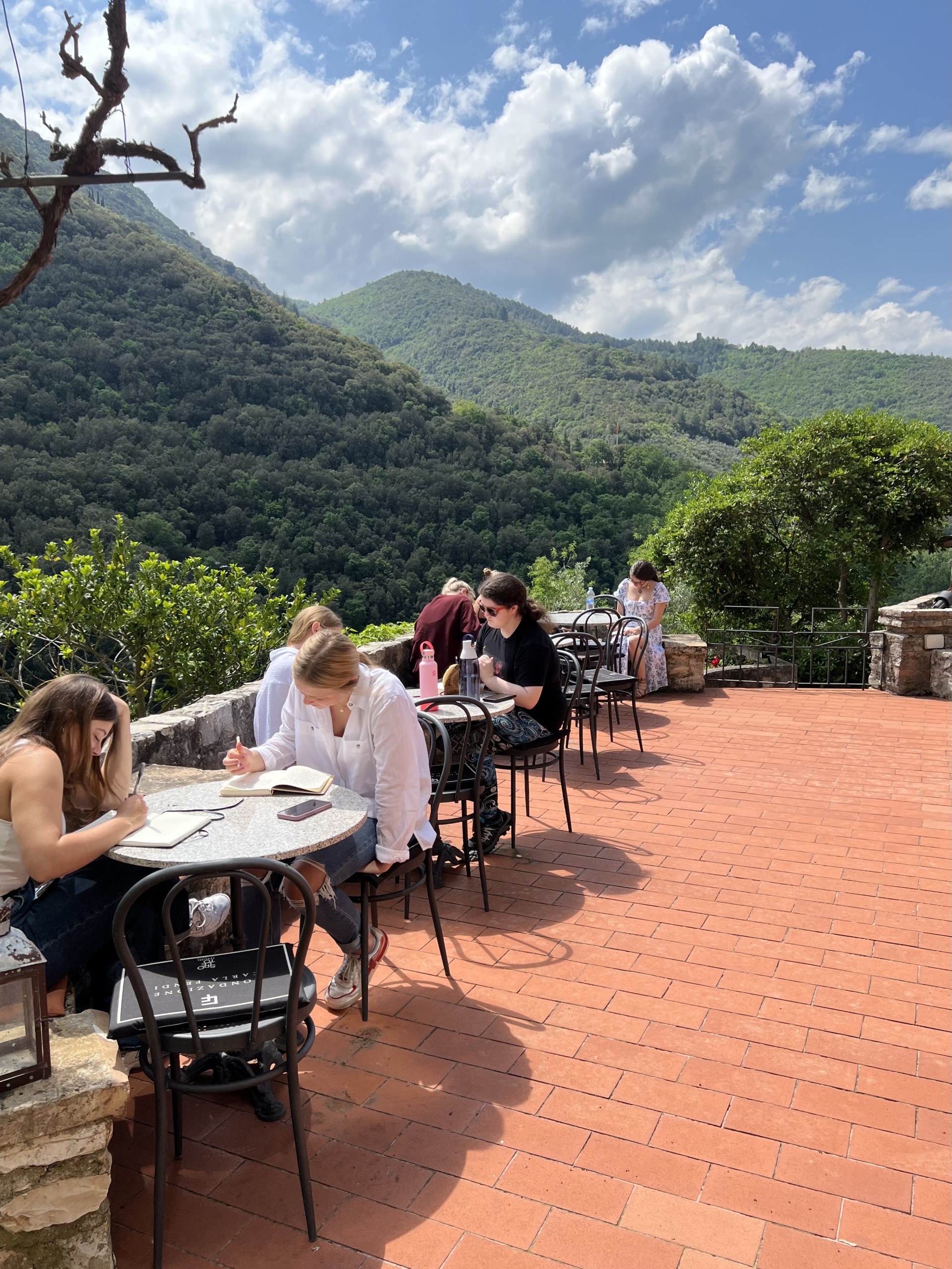students writing in spoleto, Italy