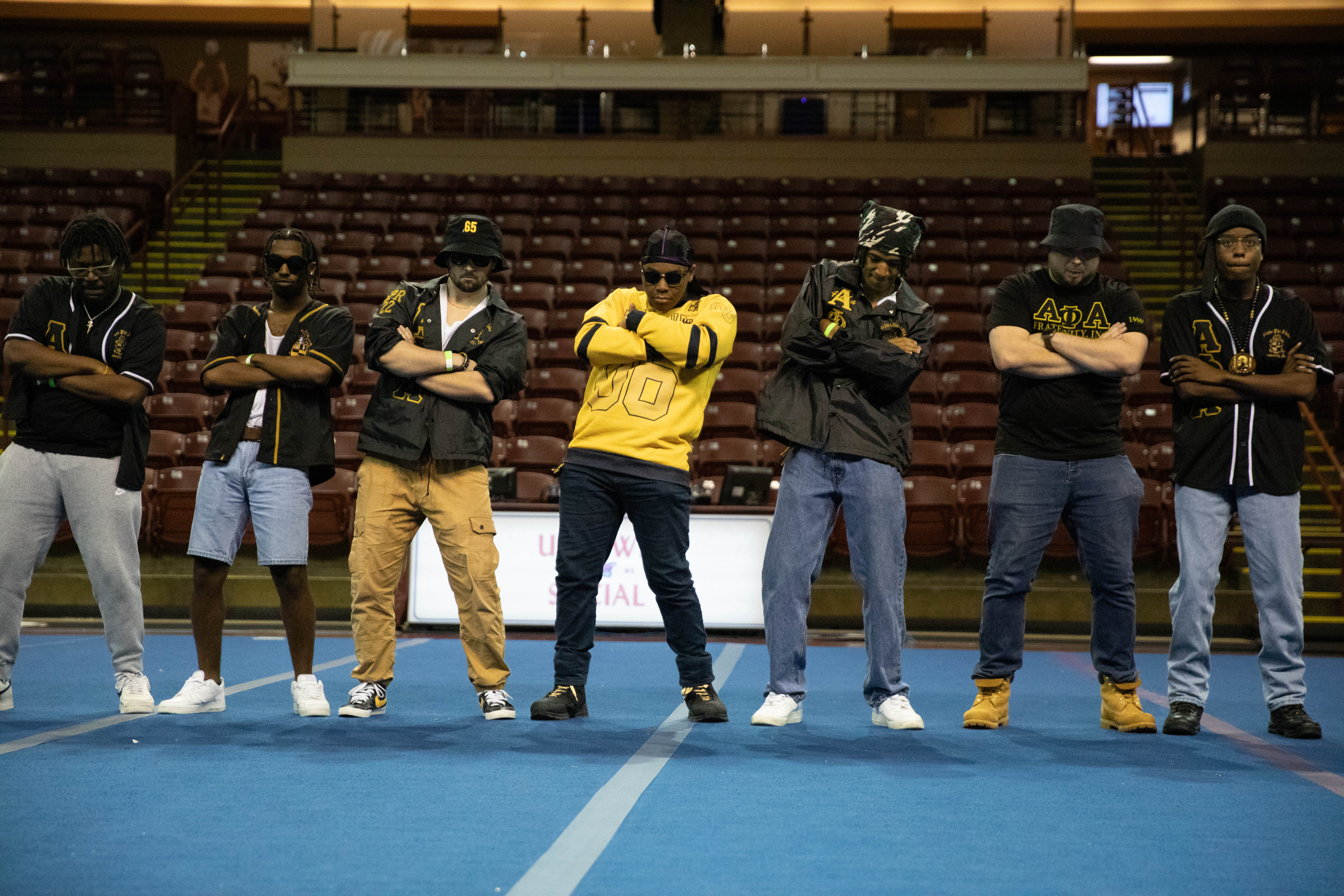 NPHC members doing a pep supper dance performance.