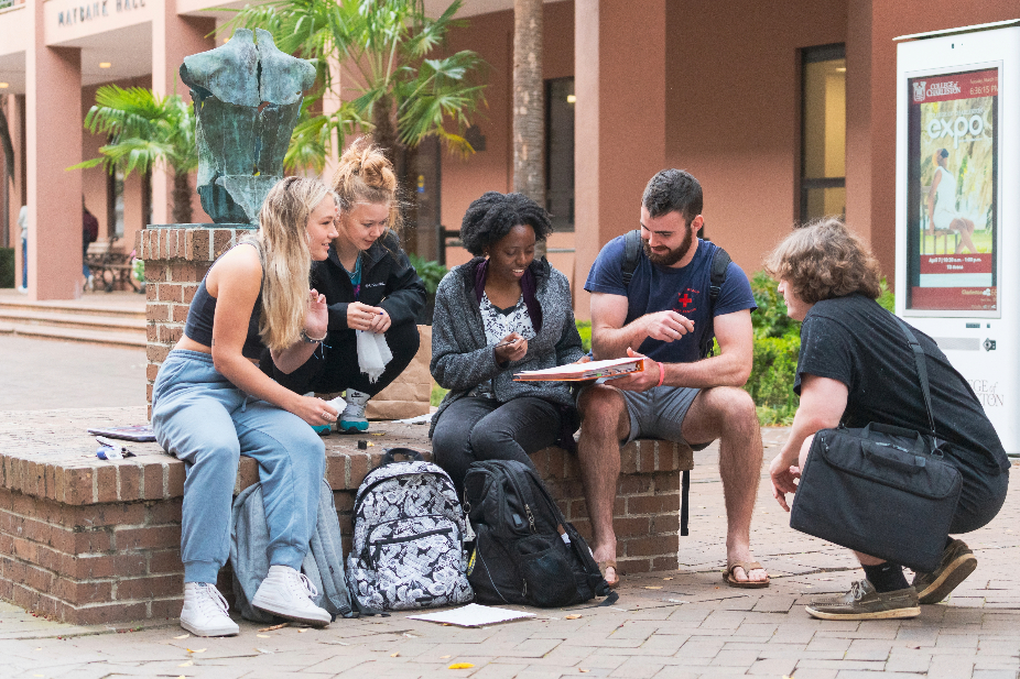 Students study together in Cougar Mall.