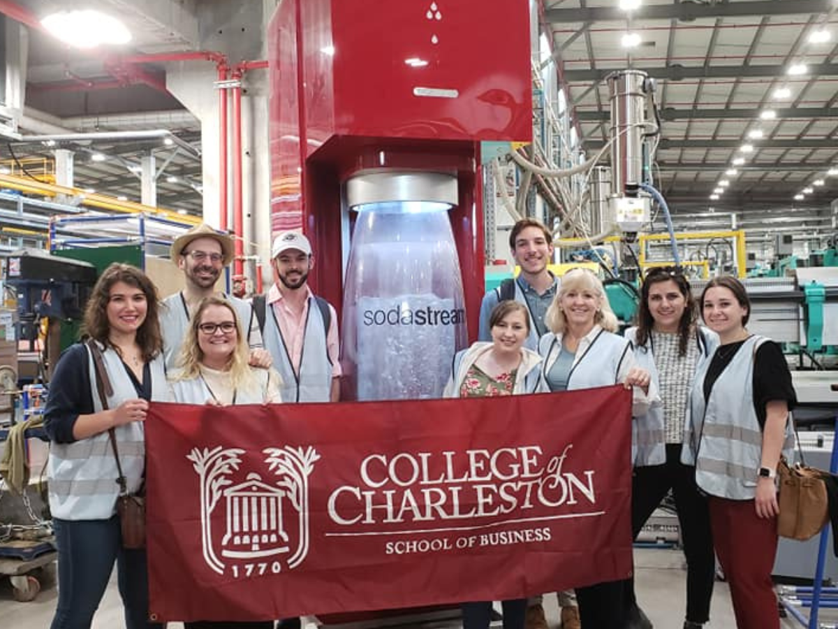 Professor Joshua Shanes and his "Doing Business in Israel" class at the SodaStream factory.
