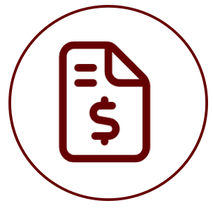 Icon of an invoice with a document and dollar sign