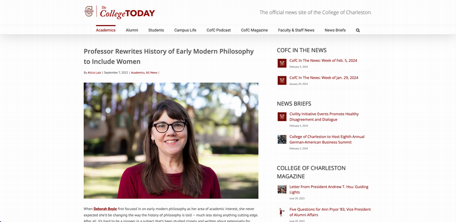 The College Today article about Professor Deborah Boyle's research