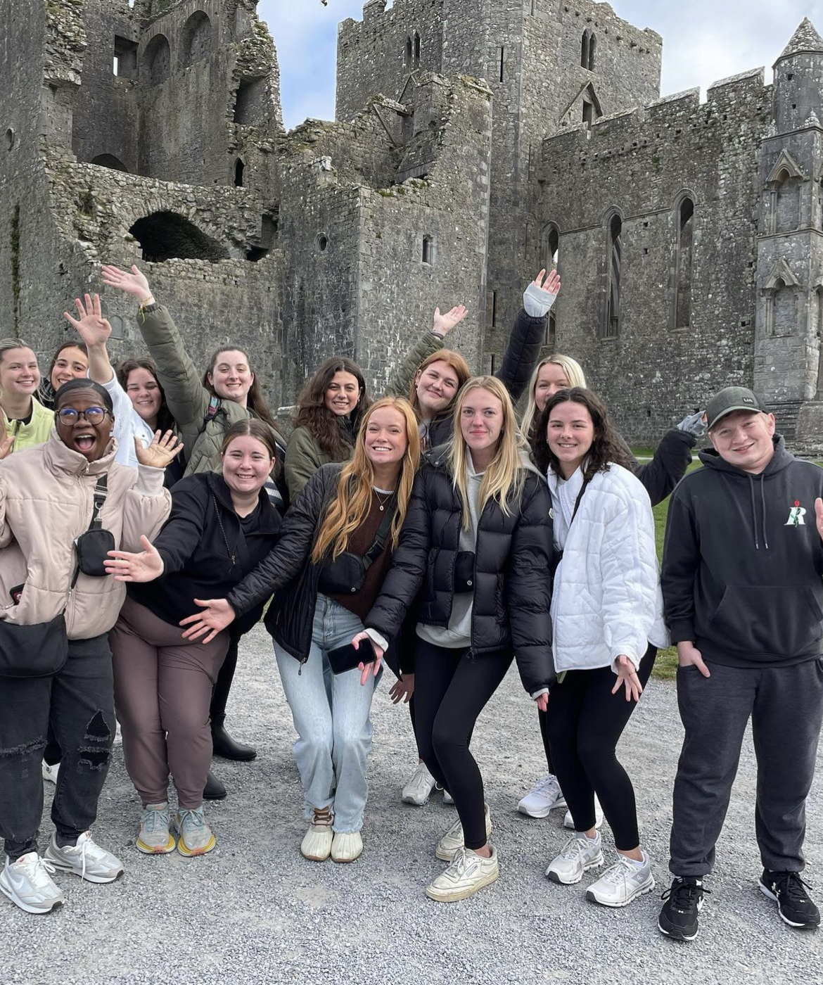 students in front of castle in Ireland