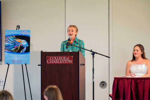 Public Health student Bailey Brewer presenting her research at the Feminism in Motion Conference 