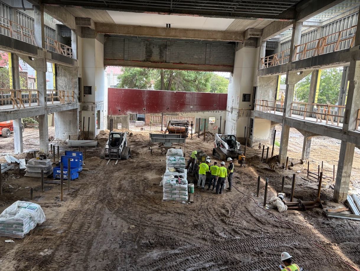 A view of the ground floor during the renovation
