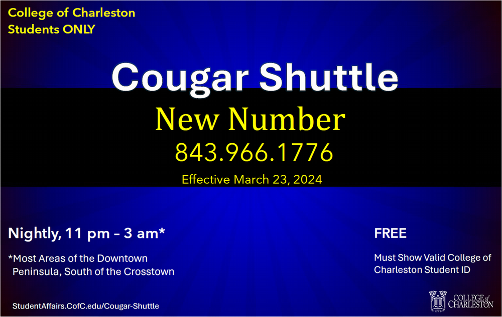 Cougar Shuttle Informaton for College of Charleston students
