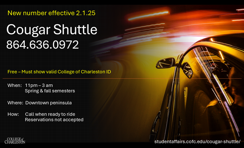 Cougar Shuttle Informaton for College of Charleston students