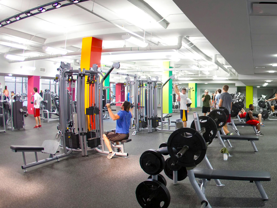 College of Charleston students work out on various weight machines at the George Street Fitness Center.