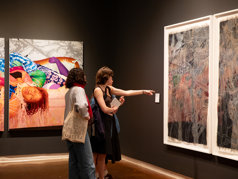 Patrons admire the work of artist David Antonio Cruz at the Halsey Institute of Contemporary Art.